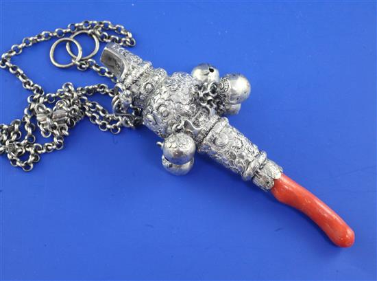 A George IV silver babys rattle,